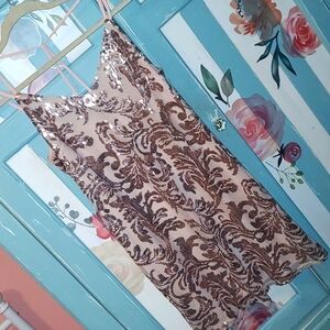 Sequence cream/muted pink strappy party dress/ cocktail new with tags medium